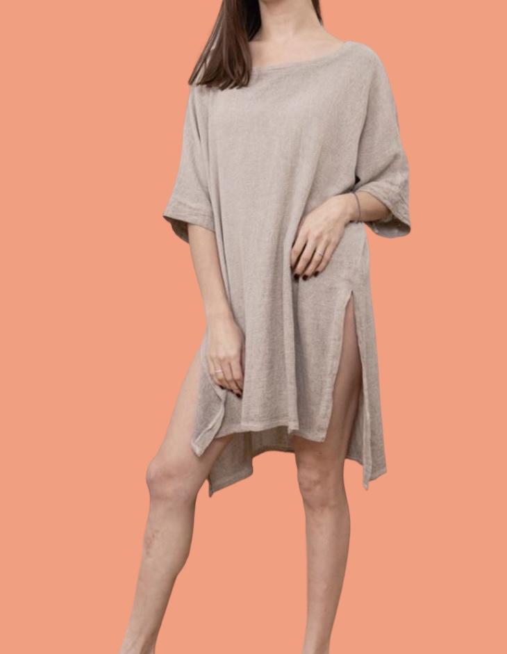 Robes courtes Femme Beige LA MAISON DES FIBRES NATURELLES 8394  #c Efashion Paris