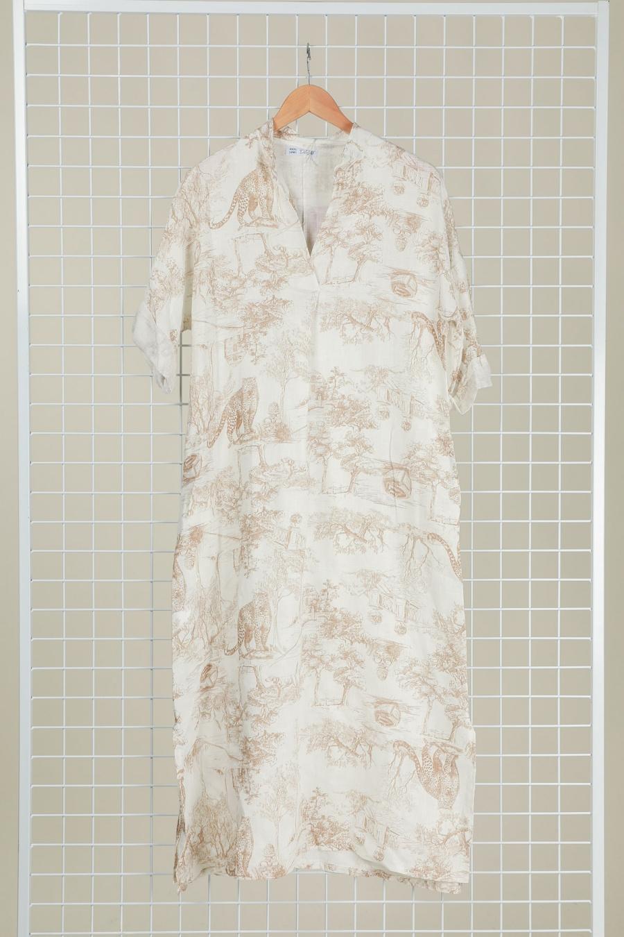 Robes longues Femme Camel LA MAISON DES FIBRES NATURELLES 829340 ROBE EN LIN TOILE DE JOUY #c Efashion Paris