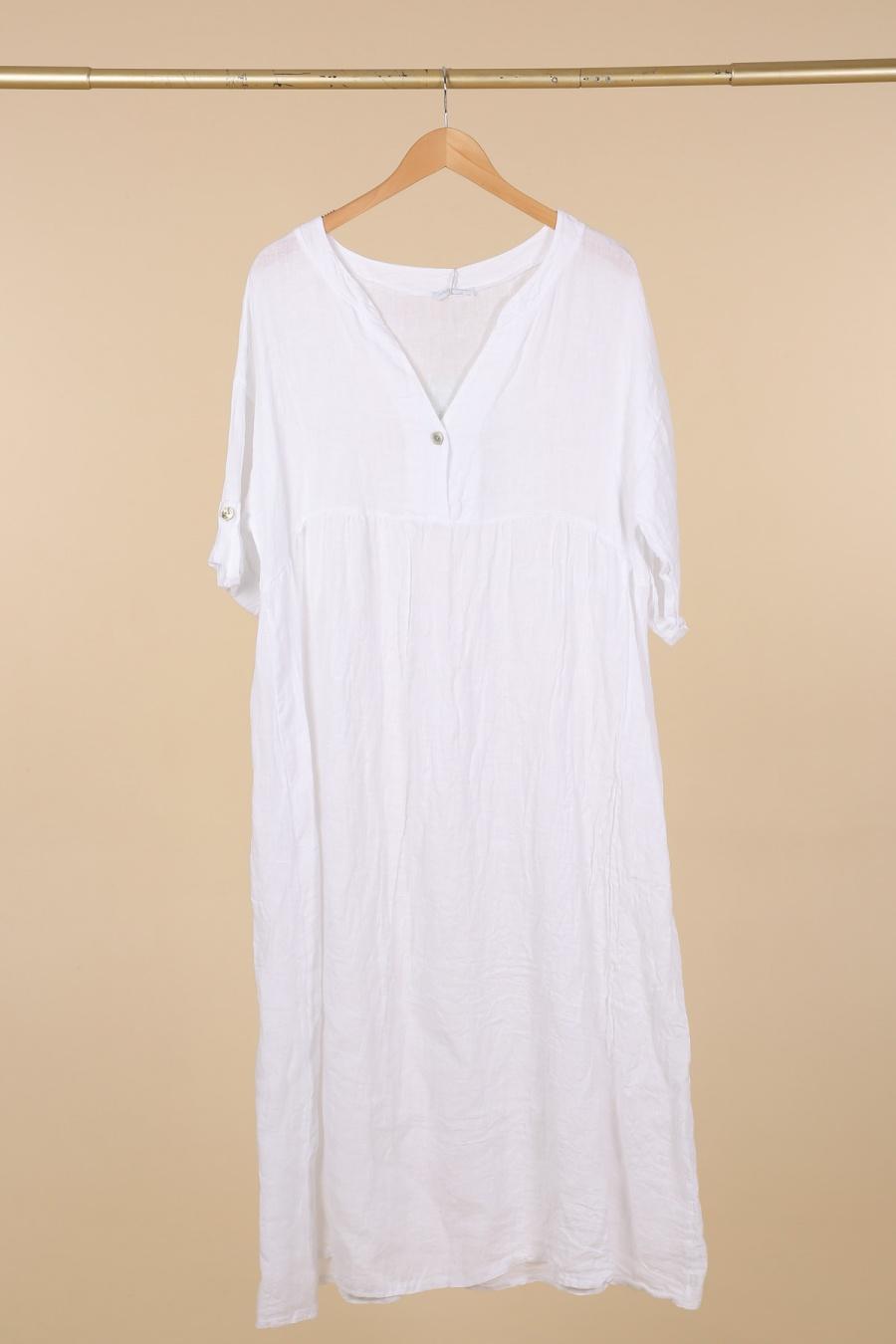 Robes longues Femme Orange LA MAISON DES FIBRES NATURELLES 1701 ROBE DROITE EN LIN #c Efashion Paris