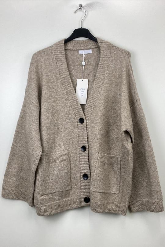 Gilets Femme Taupe LOVIKA LK9069 Efashion Paris