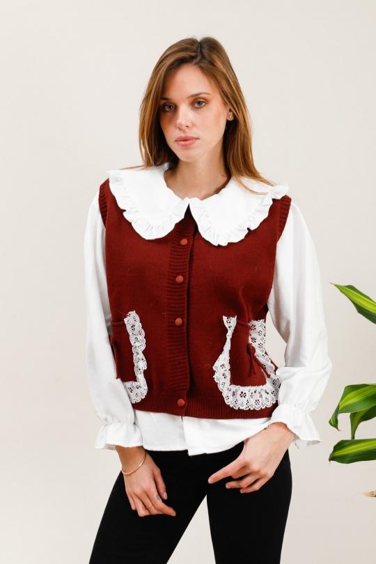 Pulls Femme Bordeaux LOVIKA 32109 Efashion Paris