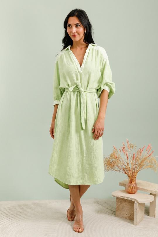 Midi dresses Women Green water LOVIKA 8699 Efashion Paris
