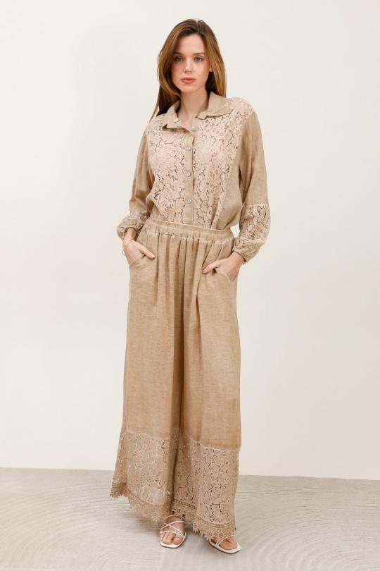 Pantalons Femme Camel LOVIKA 27048 Efashion Paris