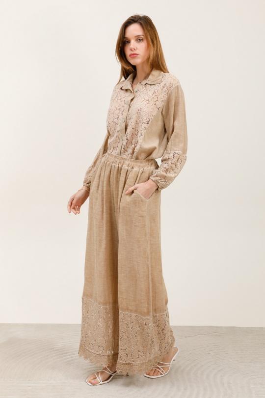 Pantalons Femme Camel LOVIKA 27048 Efashion Paris