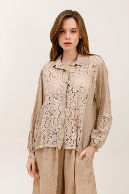 Shirts Women Camel LOVIKA 27050 Efashion Paris