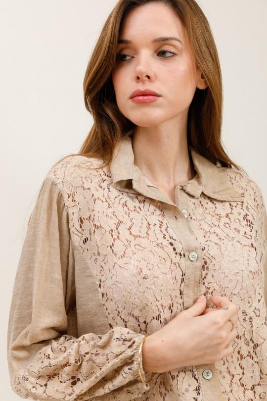 Shirts Women Camel LOVIKA 27050 Efashion Paris