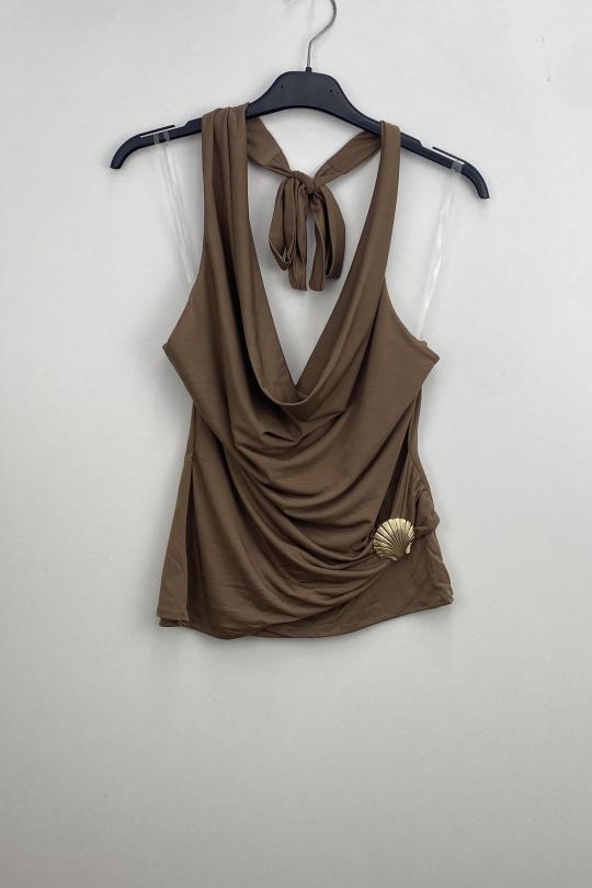 Tops Femme Camel LOVIKA 23579 Efashion Paris