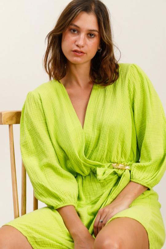 Robes courtes Femme Vert/Pomme LOVIKA 1120 Efashion Paris