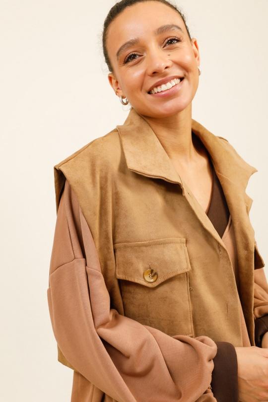 Gilets Femme Camel LOVIKA 50689 Efashion Paris