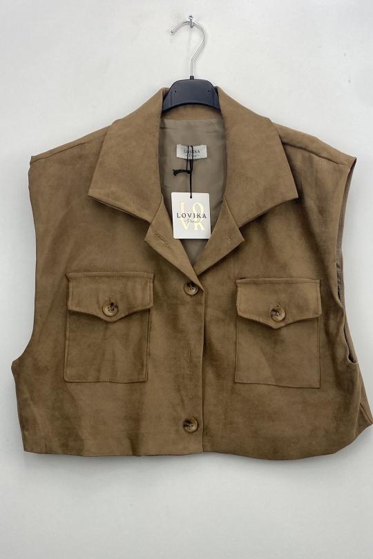 Gilets Femme Camel LOVIKA 50689 Efashion Paris