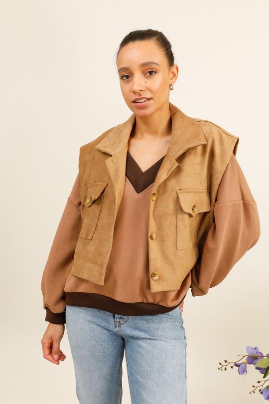 Gilets Femme Camel LOVIKA 50689 Efashion Paris