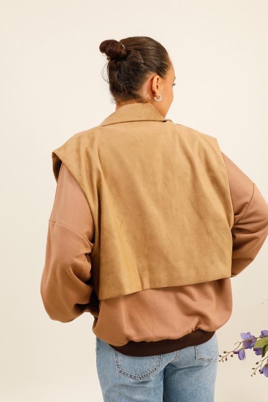Gilets Femme Camel LOVIKA 50689 Efashion Paris