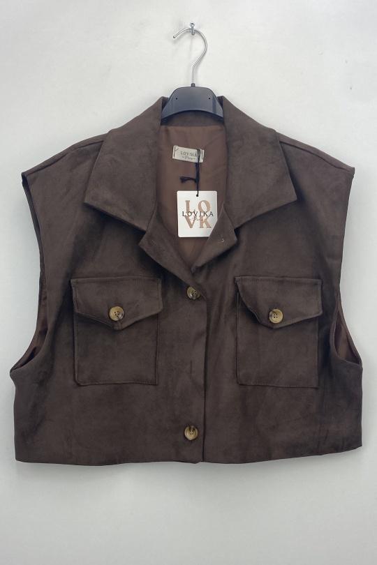 Gilets Femme Camel LOVIKA 50689 Efashion Paris