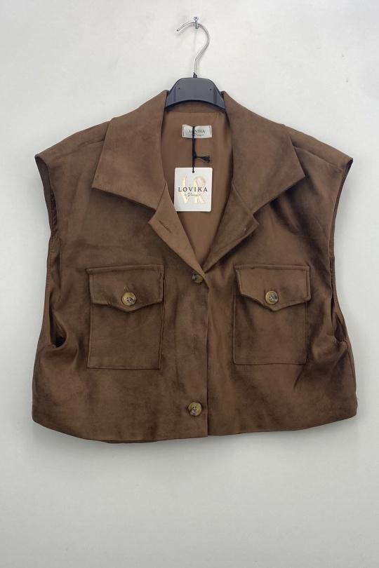 Gilets Femme Camel LOVIKA 50689 Efashion Paris