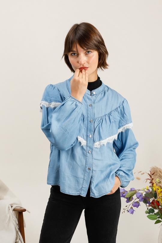 Chemises Femme Bleu LOVIKA 31199. Efashion Paris