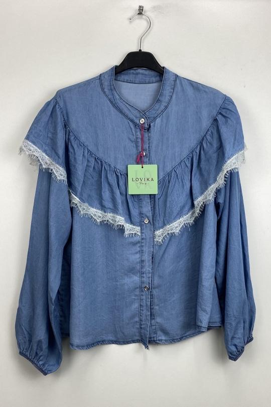 Chemises Femme Bleu LOVIKA 31199. Efashion Paris