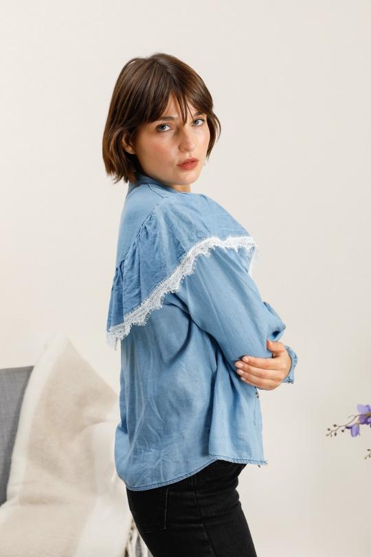 Chemises Femme Bleu LOVIKA 31199. Efashion Paris