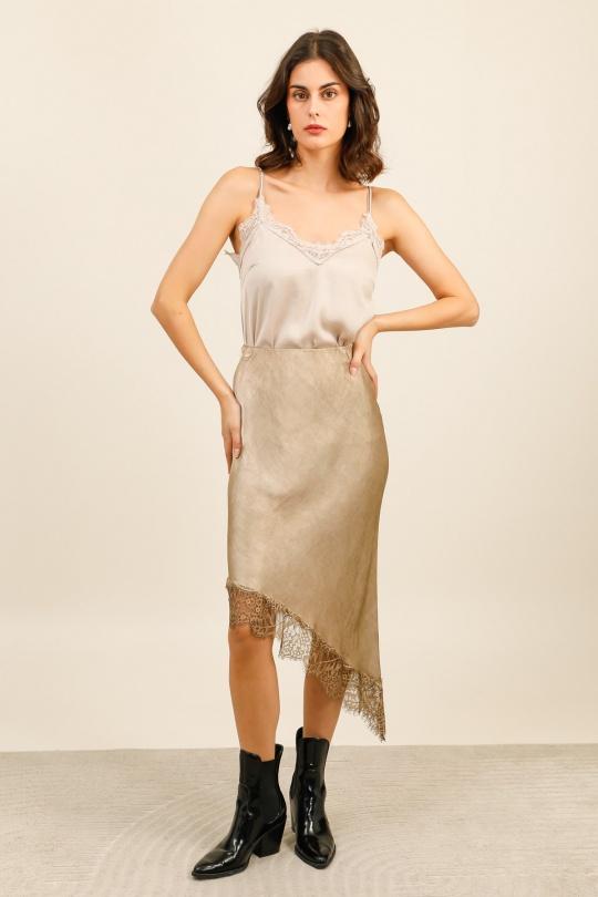 Jupes Femme Camel LOVIKA 6390 Efashion Paris