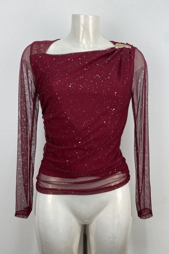 Top Donna Burgundy LOVIKA 13350 Efashion Paris