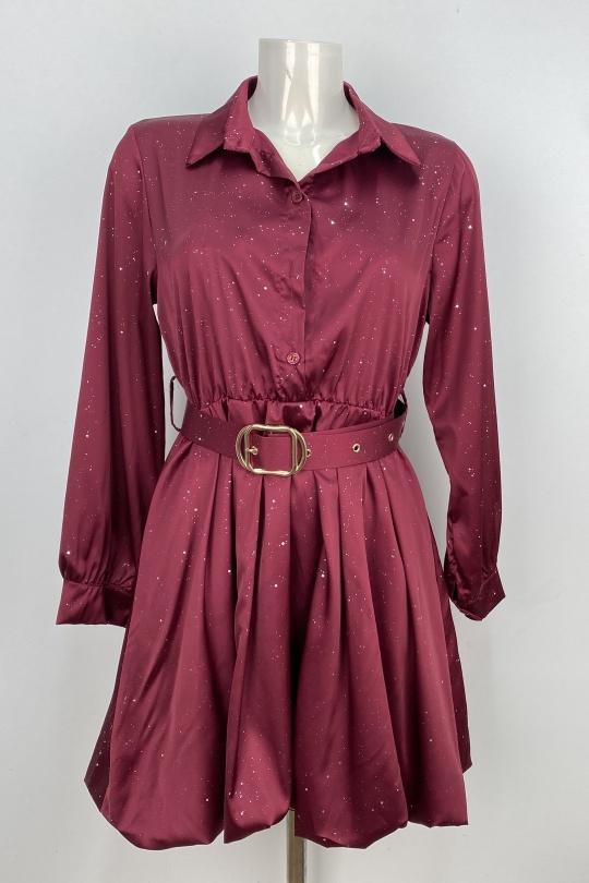 Short dresses Women Burgundy LOVIKA 12983 Efashion Paris