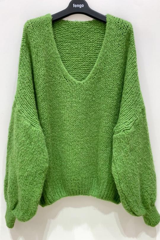 Pulls Femme Vert gazon Pretty Collection PULL-LAINE-OVERSIZE-62-406 Efashion Paris