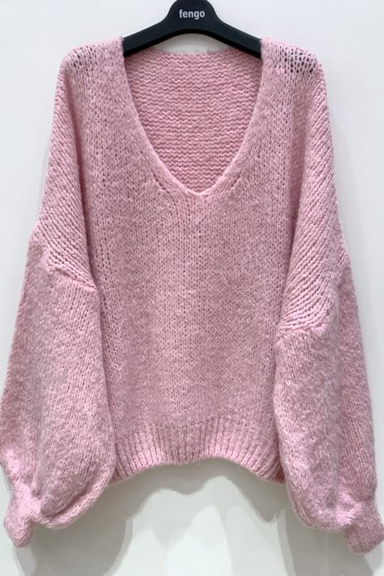 Pulls Femme Rose bonbon Pretty Collection PULL-LAINE-OVERSIZE-62-406 Efashion Paris