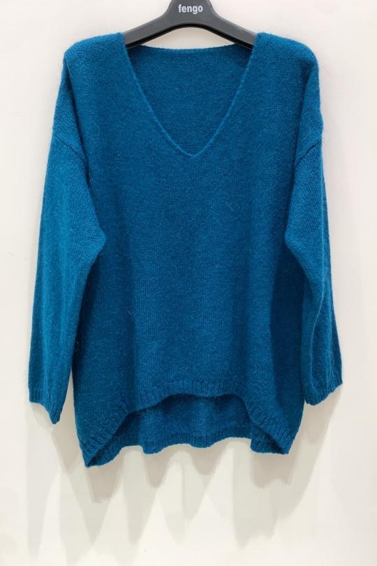 Pulls Femme Bleu canard Pretty Collection PULL-LAINE/MOHAIR-18857 Efashion Paris