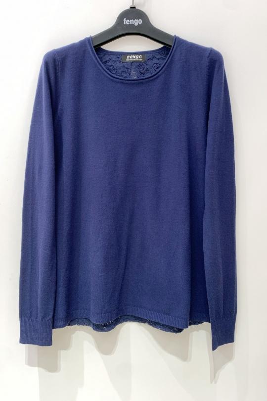 Pulls Femme Bleu marine Pretty Collection PULL-NOEUD-8252 Efashion Paris