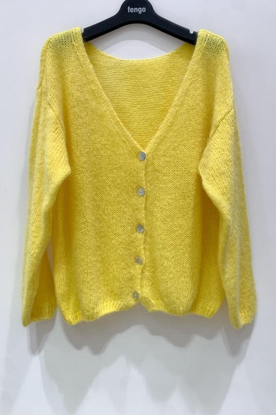 Gilets Femme Jaune Citron Pretty Collection GILET-MOHAIR-20115(3) Efashion Paris