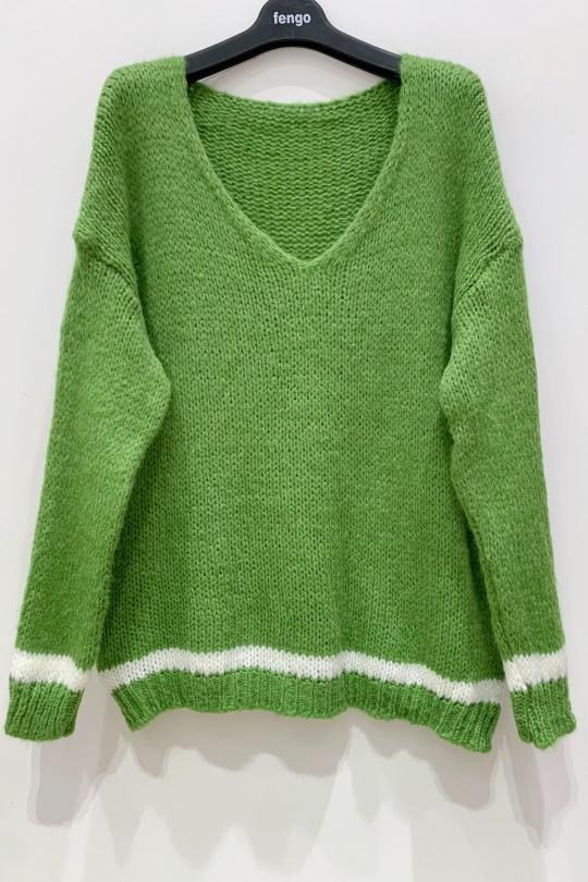 Pulls Femme Vert gazon Pretty Collection PULL-LAINE-2587 Efashion Paris
