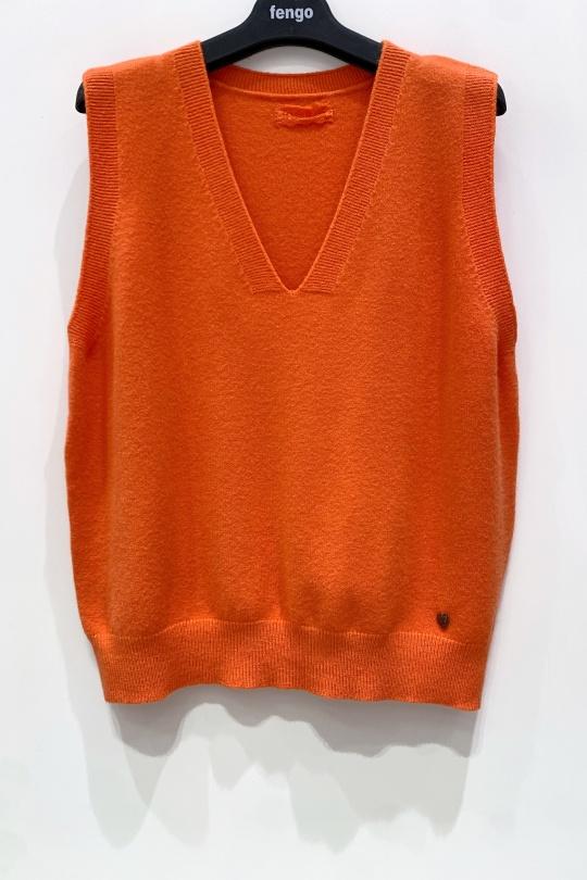 Jerséis Mujer Orange Pretty Collection PULL-2145SANS-MANCHES Efashion Paris