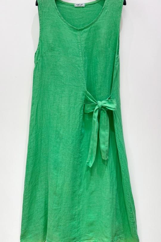 Midi dresses Women Green Pretty Collection ROBE-LIN-CHARLIE-NOEUD Efashion Paris