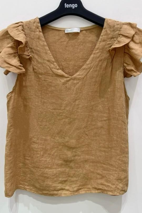 Tops Femme Camel Pretty Collection TOP-LIN-VOLANTS Efashion Paris