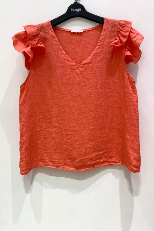 Tops Femme Corail Pretty Collection TOP-LIN-VOLANTS Efashion Paris