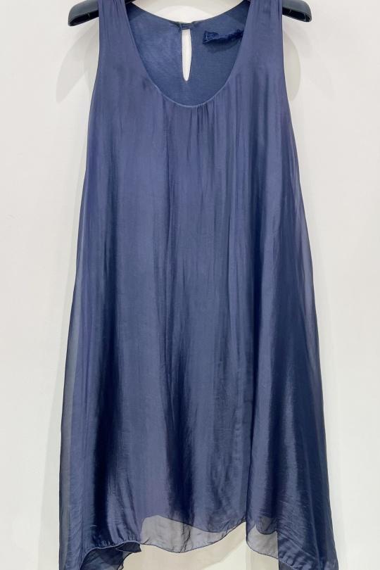 Robes mi-longues Femme Bleu marine Pretty Collection ST-ROBE-SOIE Efashion Paris