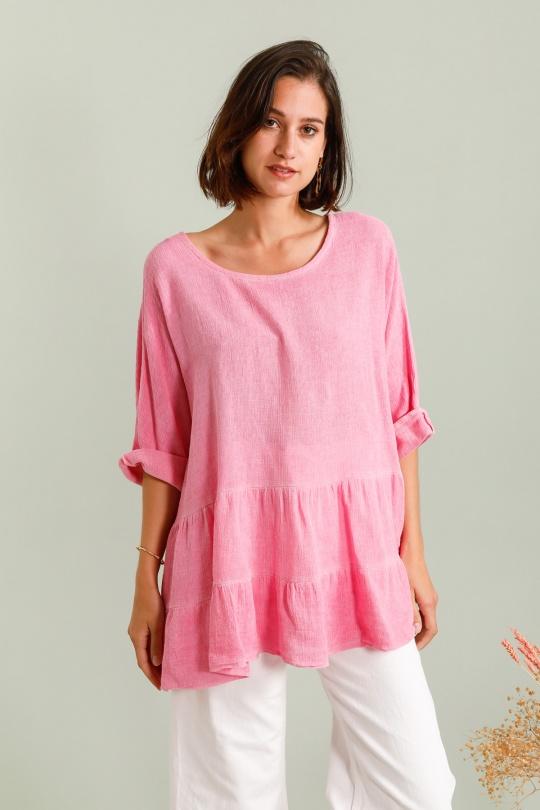 Camicette Donna Fuchsia/Pink Pretty Collection BLOUSE-LC-MÉLANIE Efashion Paris