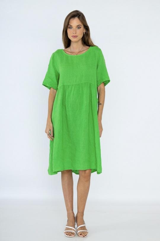 Robes mi-longues Femme Vert Pretty Collection ROBE-LIN-SIENNA Efashion Paris