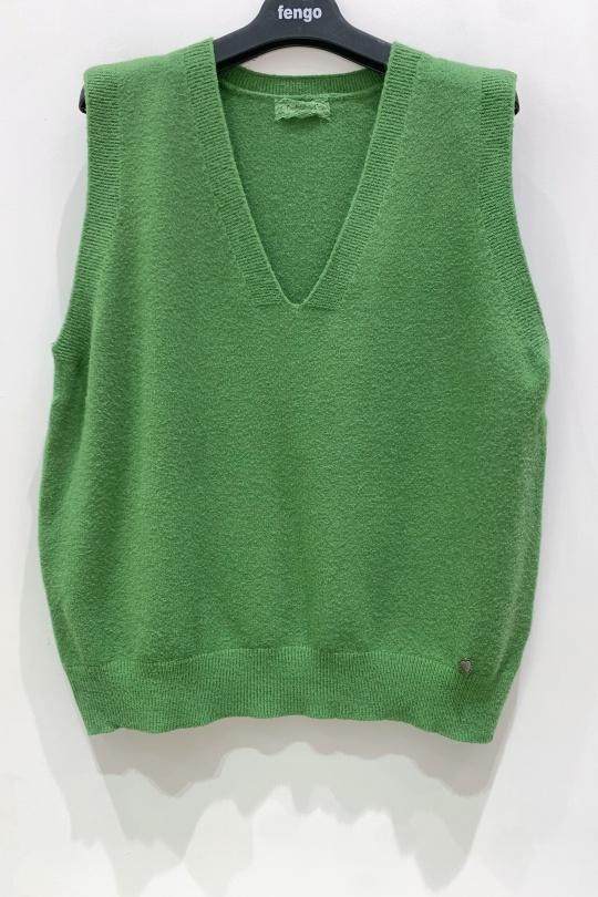 Pulls Femme Vert gazon Pretty Collection PULL-2145SANS-MANCHES Efashion Paris
