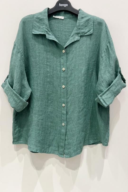 Chemises Femme Vert d eau Pretty Collection CHEMISE-LIN-RAYÉE-89 Efashion Paris