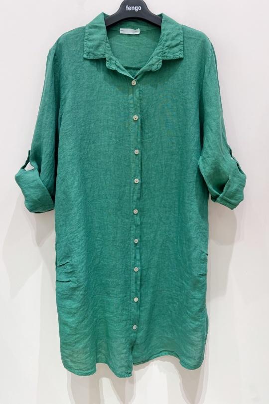 Chemises Femme Vert émeraude Pretty Collection CHEMISE-197LINO Efashion Paris