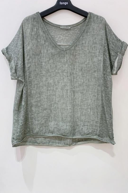 T-shirts Women Khaki Pretty Collection T-SHIRT-LIN-BIMATIÈRE Efashion Paris