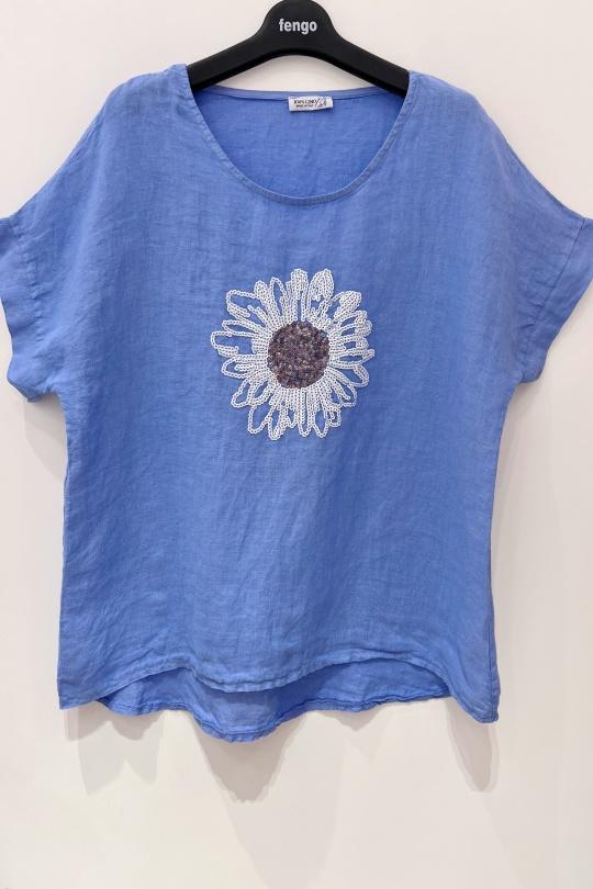 T-shirts Women Azure Pretty Collection TOP-LIN-MARGOT- Efashion Paris