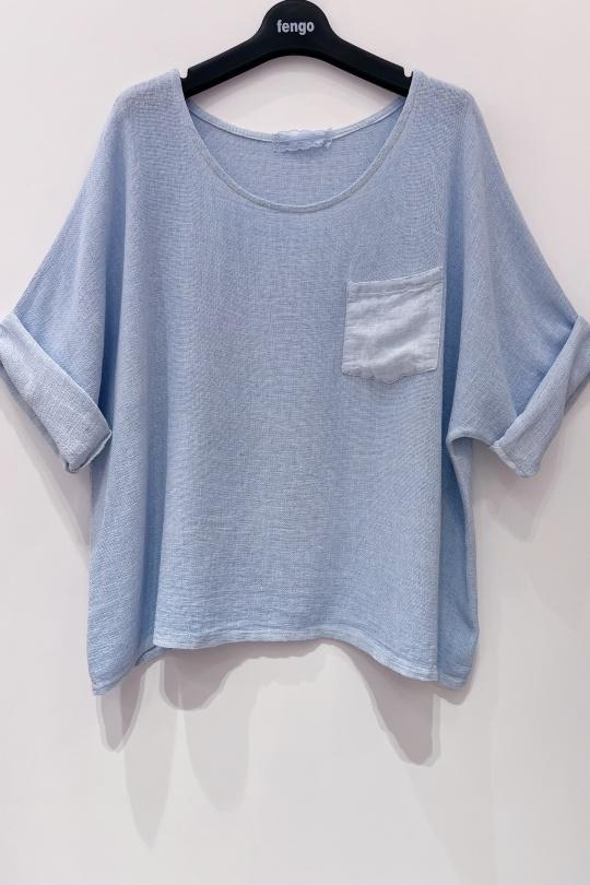 T-shirts Femme Bleu ciel Pretty Collection T-SHIRT-LC1P Efashion Paris