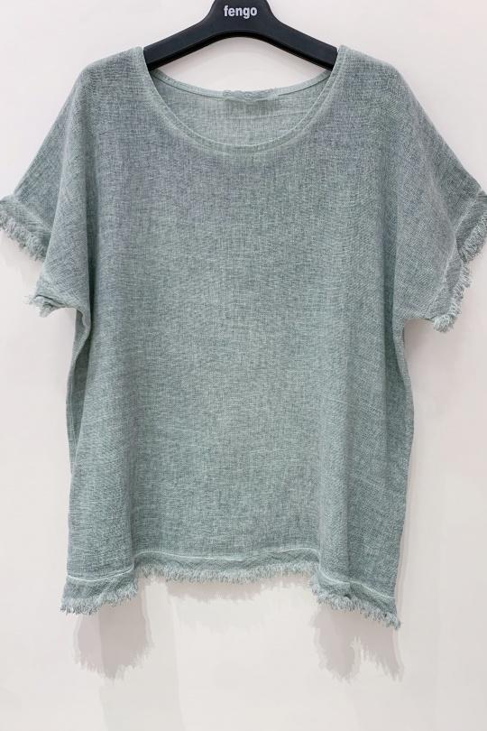 T-shirts Femme Vert d eau Pretty Collection TOP-LC-FRANGES Efashion Paris