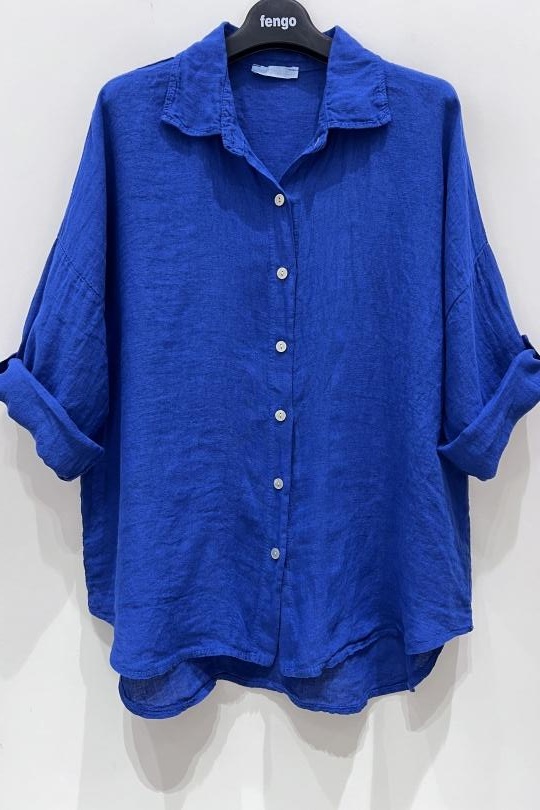 Camisas Mujer Royale blue Pretty Collection CHEMISE-LIN-677 Efashion Paris