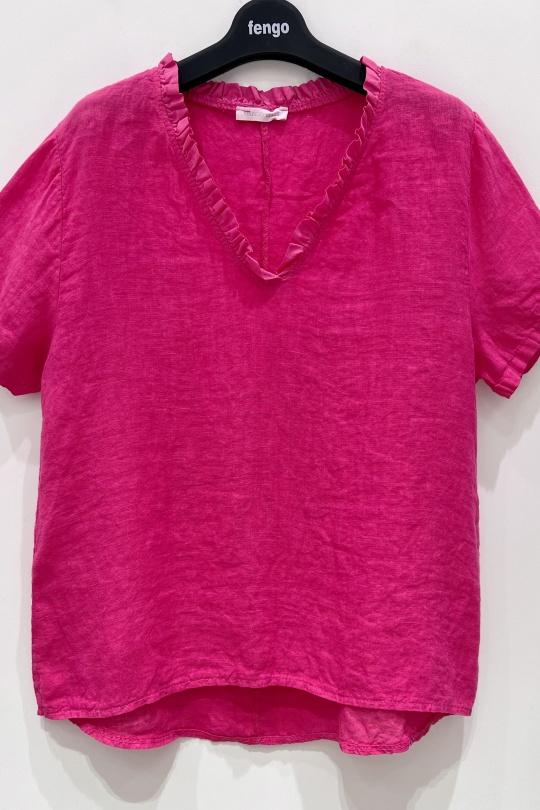 Camisetas Mujer Fuchsia/Pink Pretty Collection T-SHIRT-VOLANT3 Efashion Paris