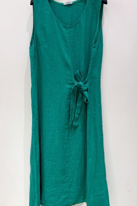 Robes mi-longues Femme Vert émeraude Pretty Collection ROBE-LIN-CHARLIE-NOEUD3 Efashion Paris