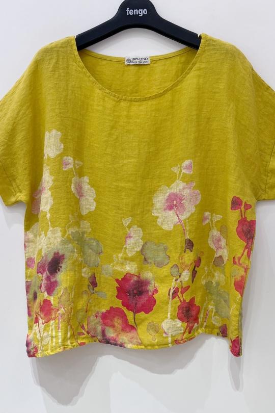 T-shirts Femme Jaune Pretty Collection T-SHIRT-CAMILIA4 Efashion Paris