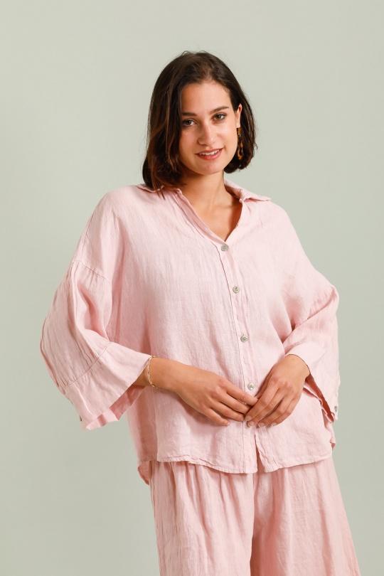 Chemises Femme Rose pâle Pretty Collection CHEMISE-LIN-LARGE Efashion Paris