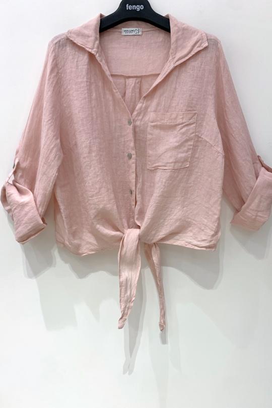 Chemises Femme Rose pâle Pretty Collection CHEMISE-LIN-NOEUD Efashion Paris